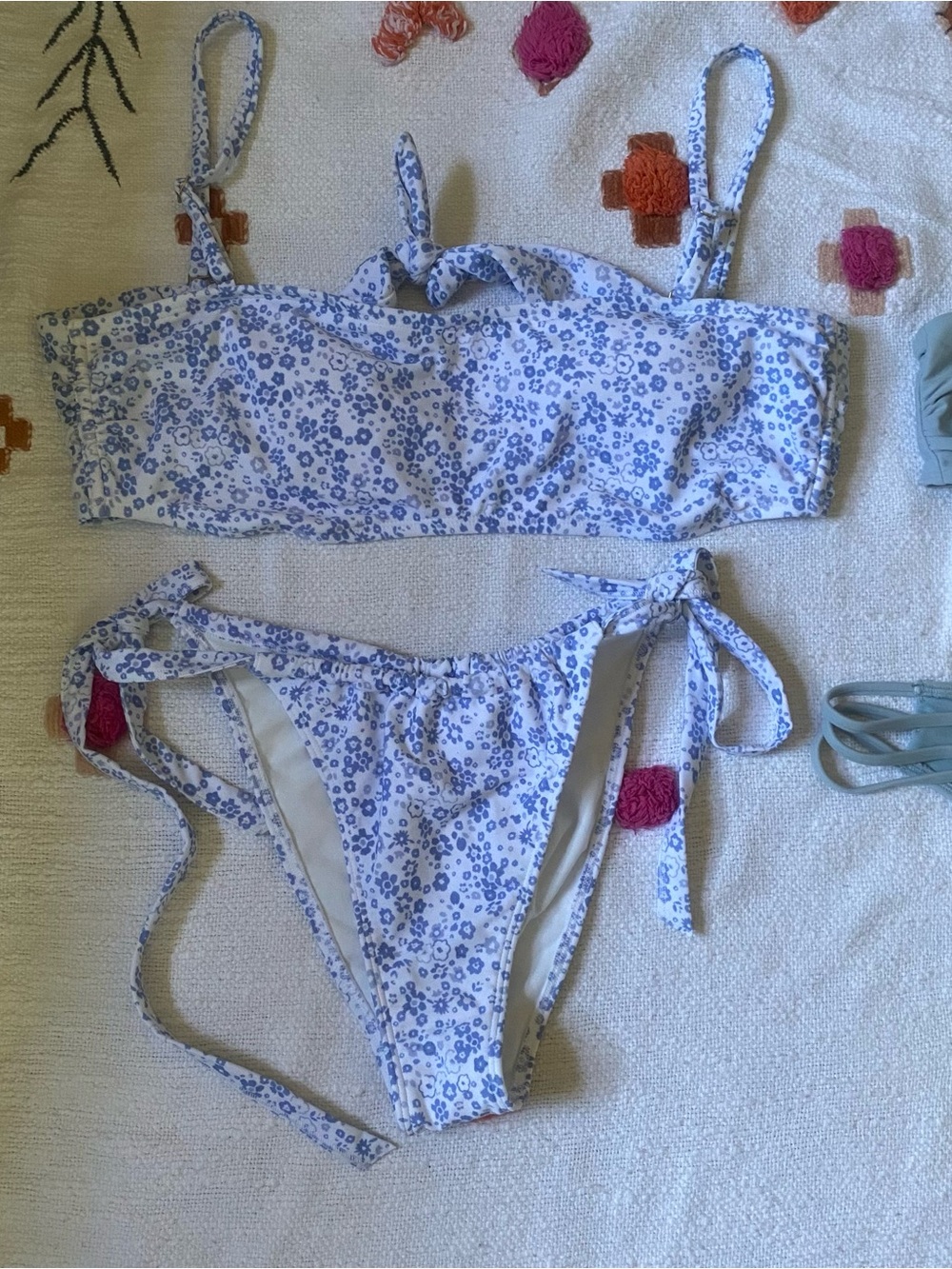 Blue floral Tie-Side Bikini Set + more